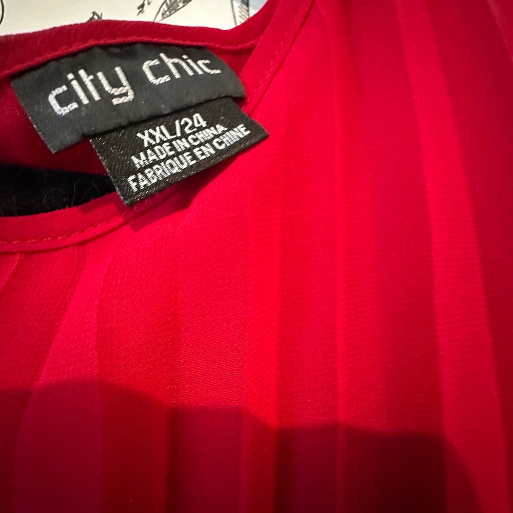 City Chic Vibrant Red Dress Long Sleeve Women’s Size 24 XXL Elastic & Flowy - Picture 4 of 8
